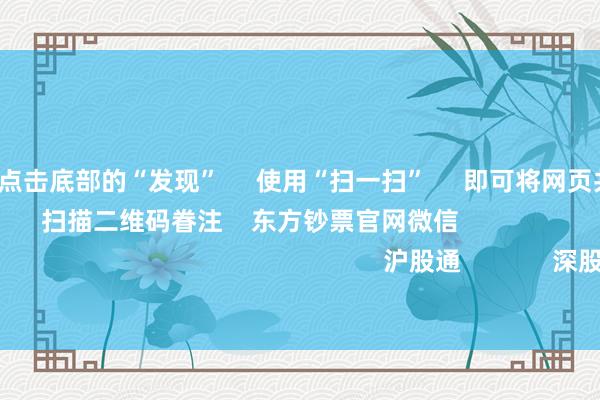 开云官方 点击底部的“发现” 使用“扫一扫” 即可将网页共享至一又友圈 扫描二维码眷注 东方钞票官网微信 沪股通 深股通 港